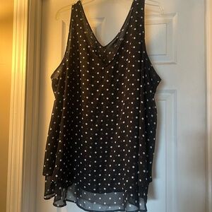 Lane Bryant Polka Dot Sleeveless Black Top size 26